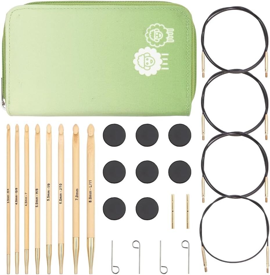 KnitPro Crochet Hook Set Bamboo Tunisian Interchangeable (3.50-8.00mm)