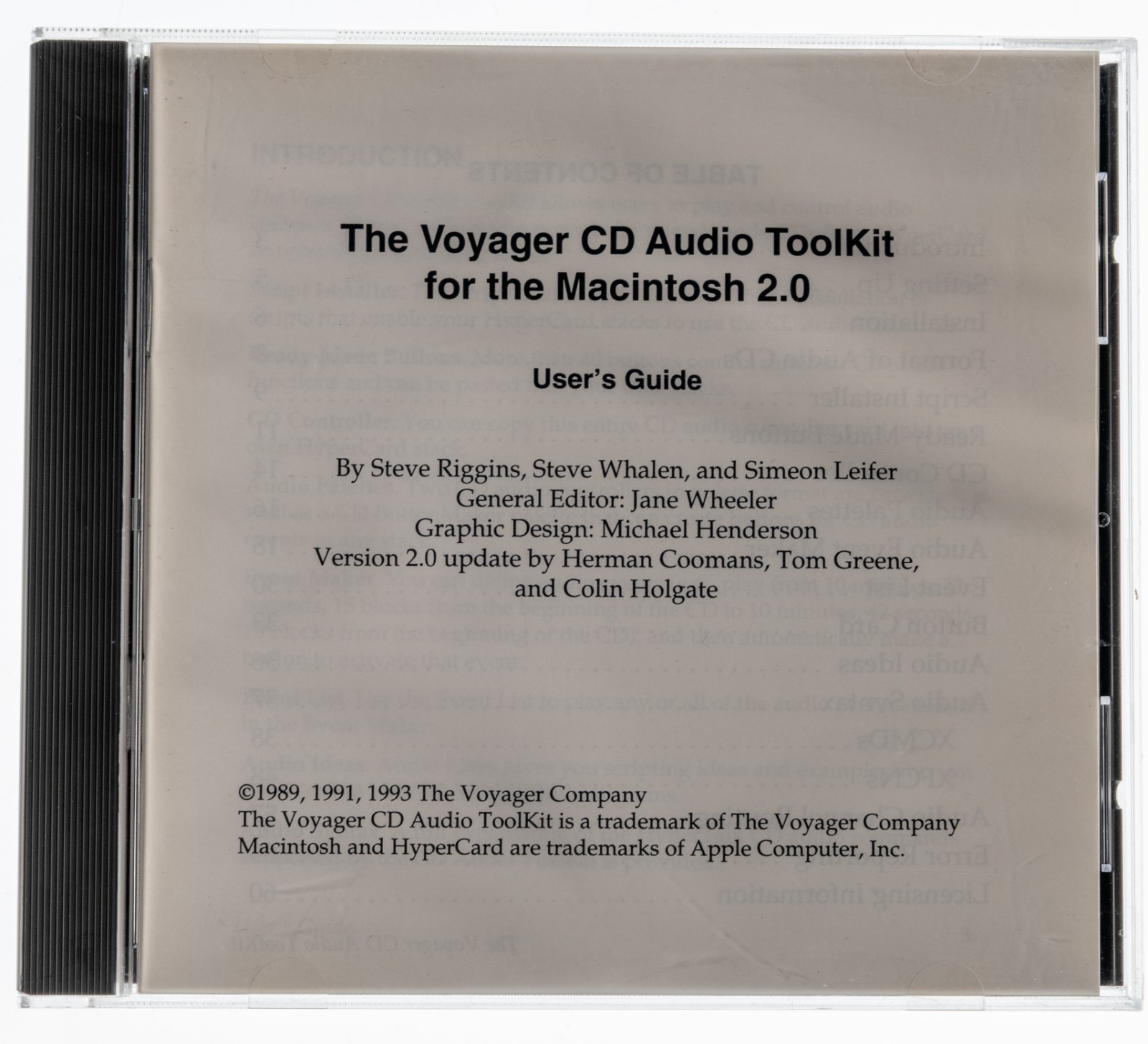 The Voyager CD Audio Toolkit for the Macintosh 2.0 Sampler Disc CD-ROM 1993