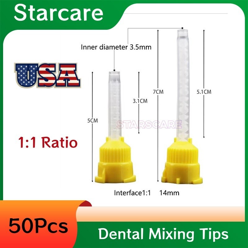 Dental Mixing Tips For Light Body Impression Material 1:1 Long/Short 7cm/5cm USA