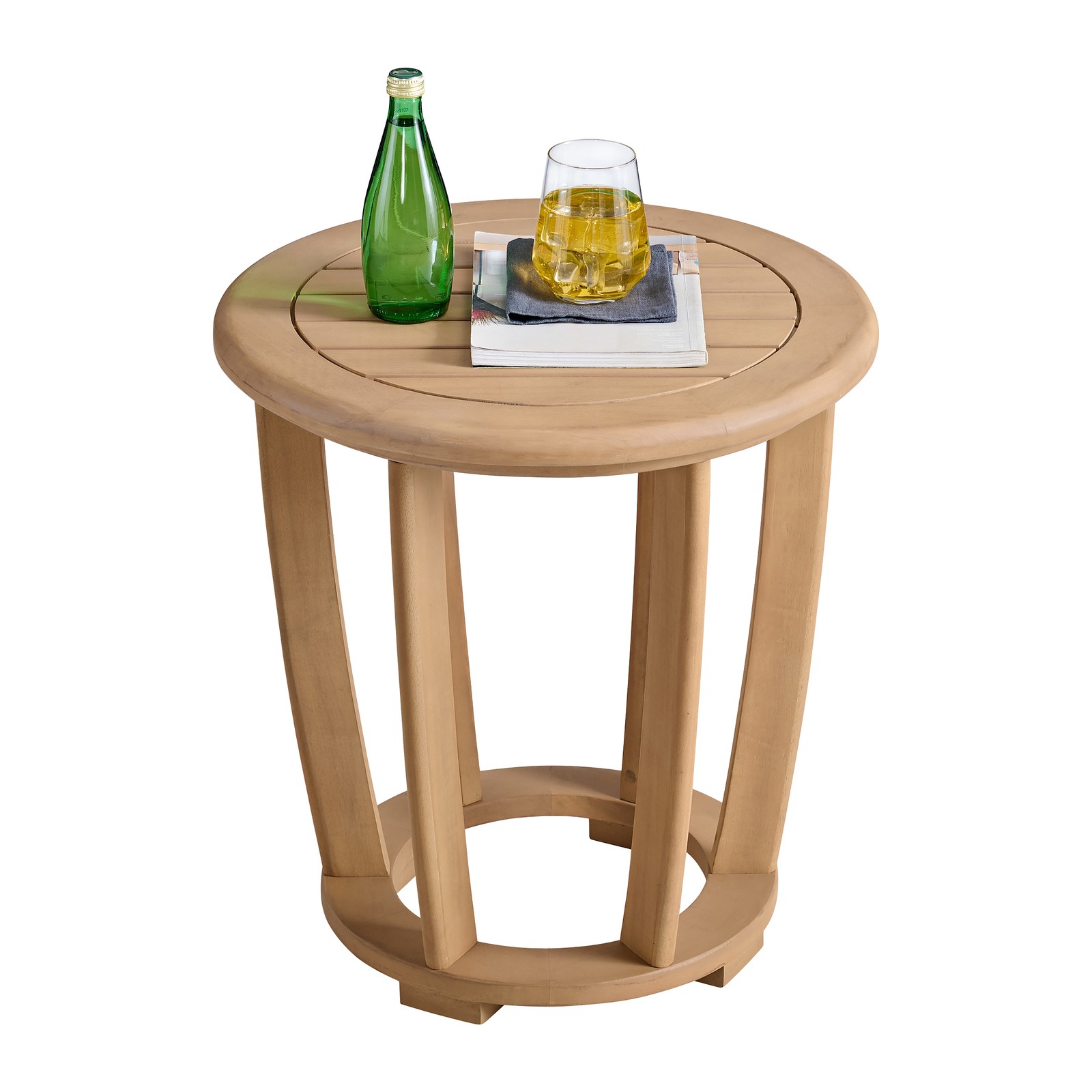 Orris Outdoor Side Table 19.7” Weather-Resistant Eucalyptus Wood Round Table