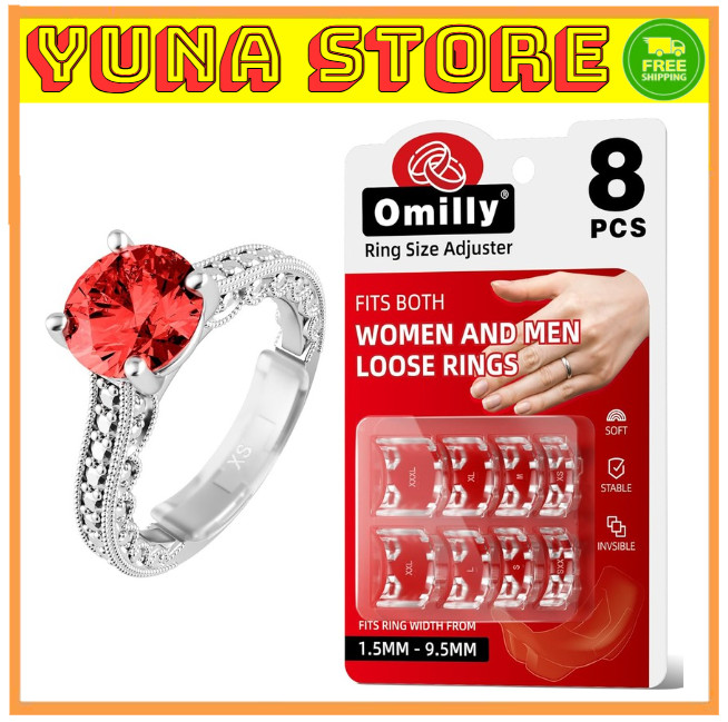 Omilly Ring Sizers for Loose Rings,8 Pack 8 Sizes Ring Guards,Silicone Ring S...