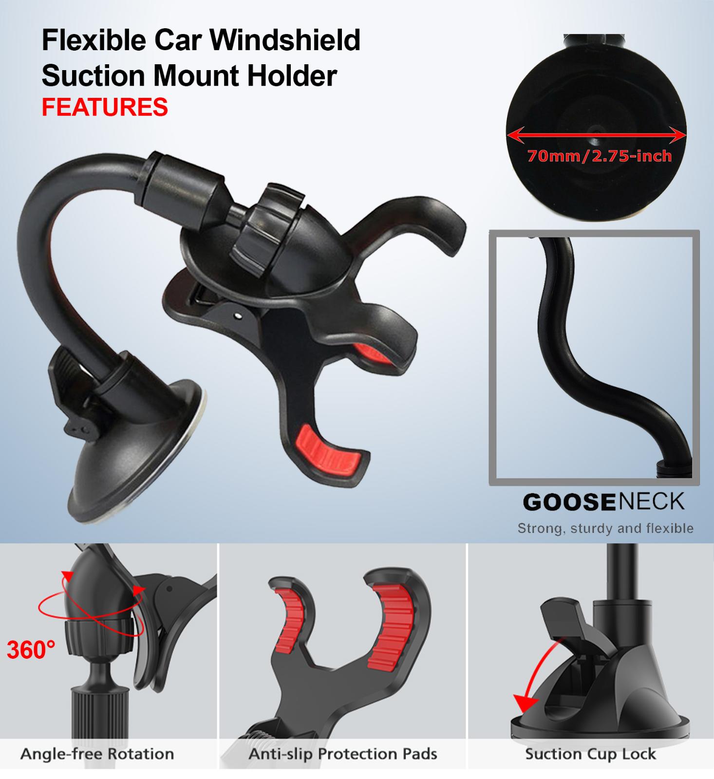 Flexible Car Windshield Suction Mount Beltronics STi Driver Radar Laser Detector