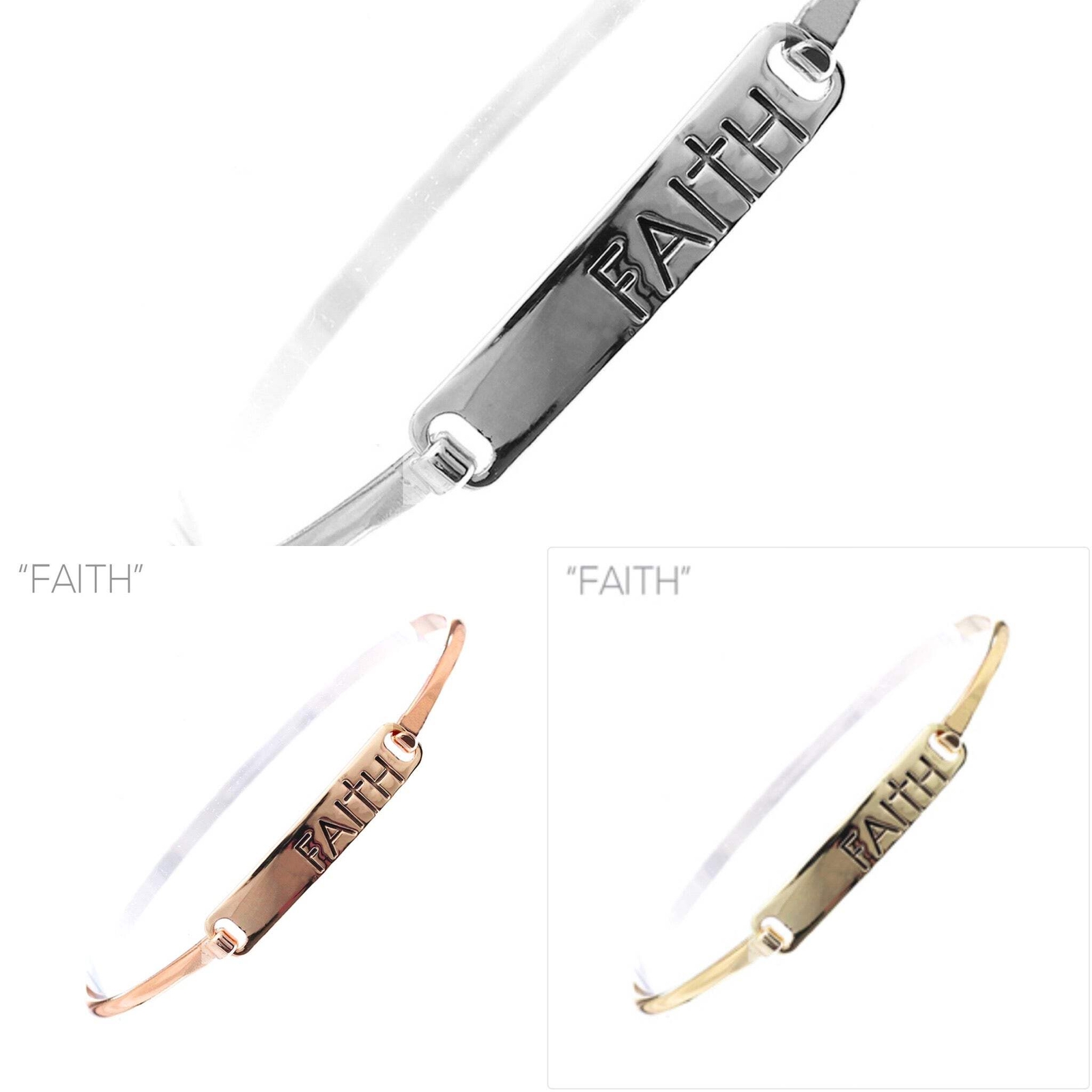 Faith Bar Wire Bracelet - 3 Colors Available (2.6in)