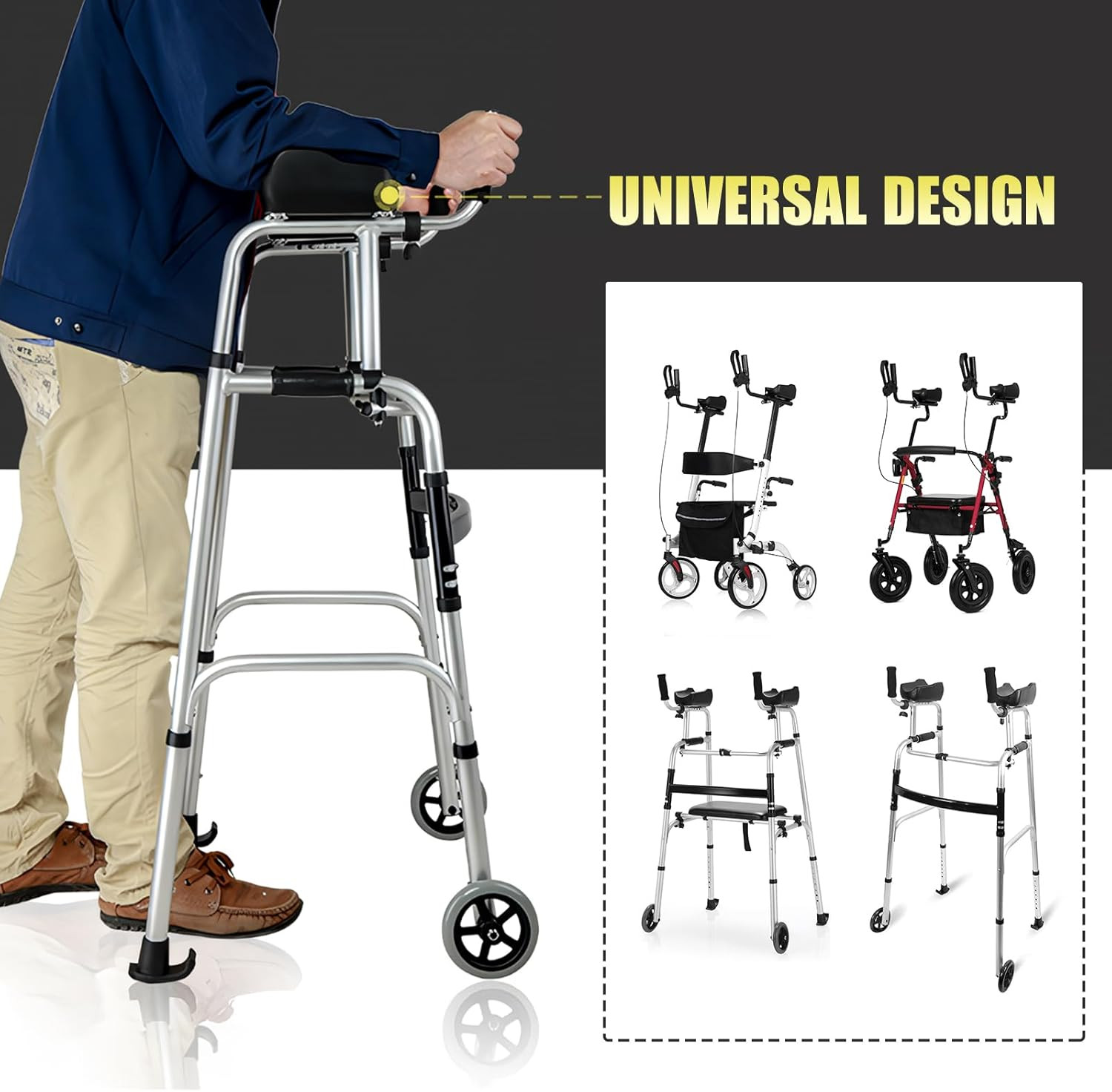2 Pack Walker Armrest Pads - Rollator Arm Support Pad for Walker, Universal Repl
