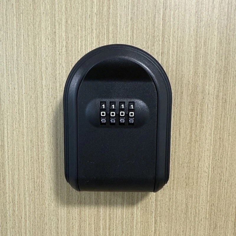 Black ABS Plastic 4 Digit Combination Lock Box Wall Mount Key Storage Safe Box