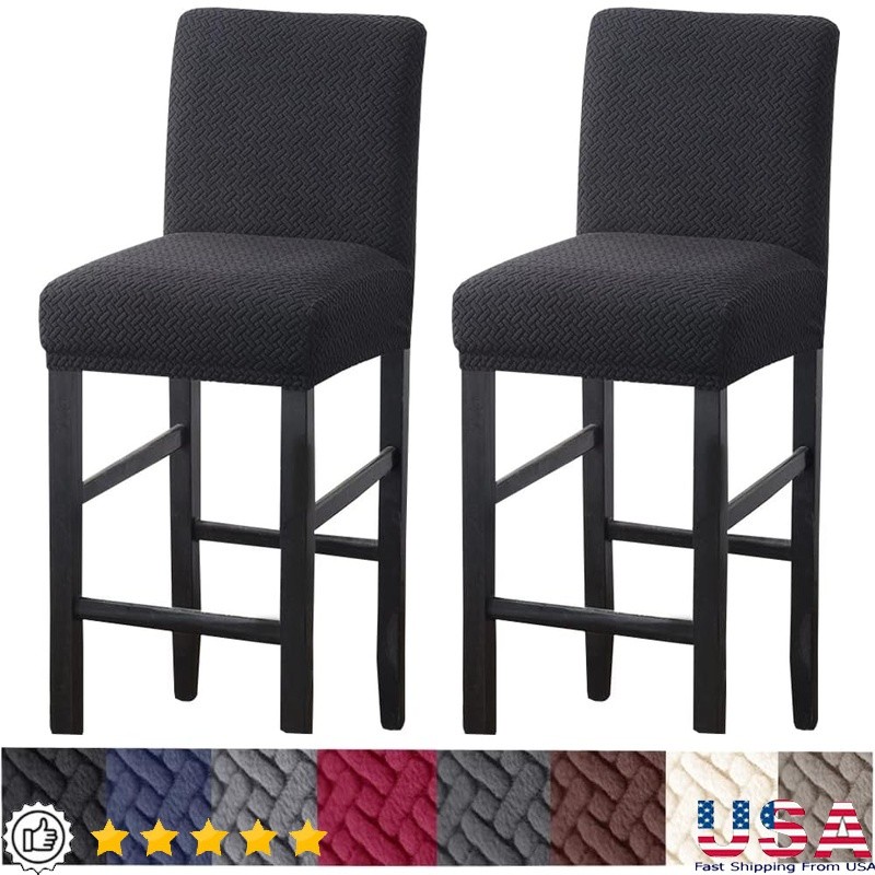 Stretch Bar Stool Covers Backrest Protector Chair Slipcovers Machine Washable US