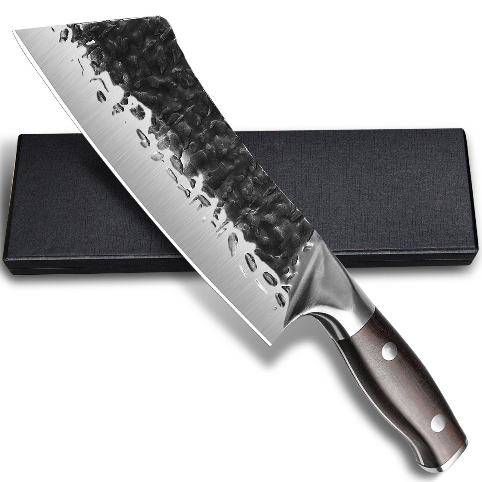 Cleaver Knife Hand Forged Kitchen Knife Hammered High Carbon Steel Chef's Knife