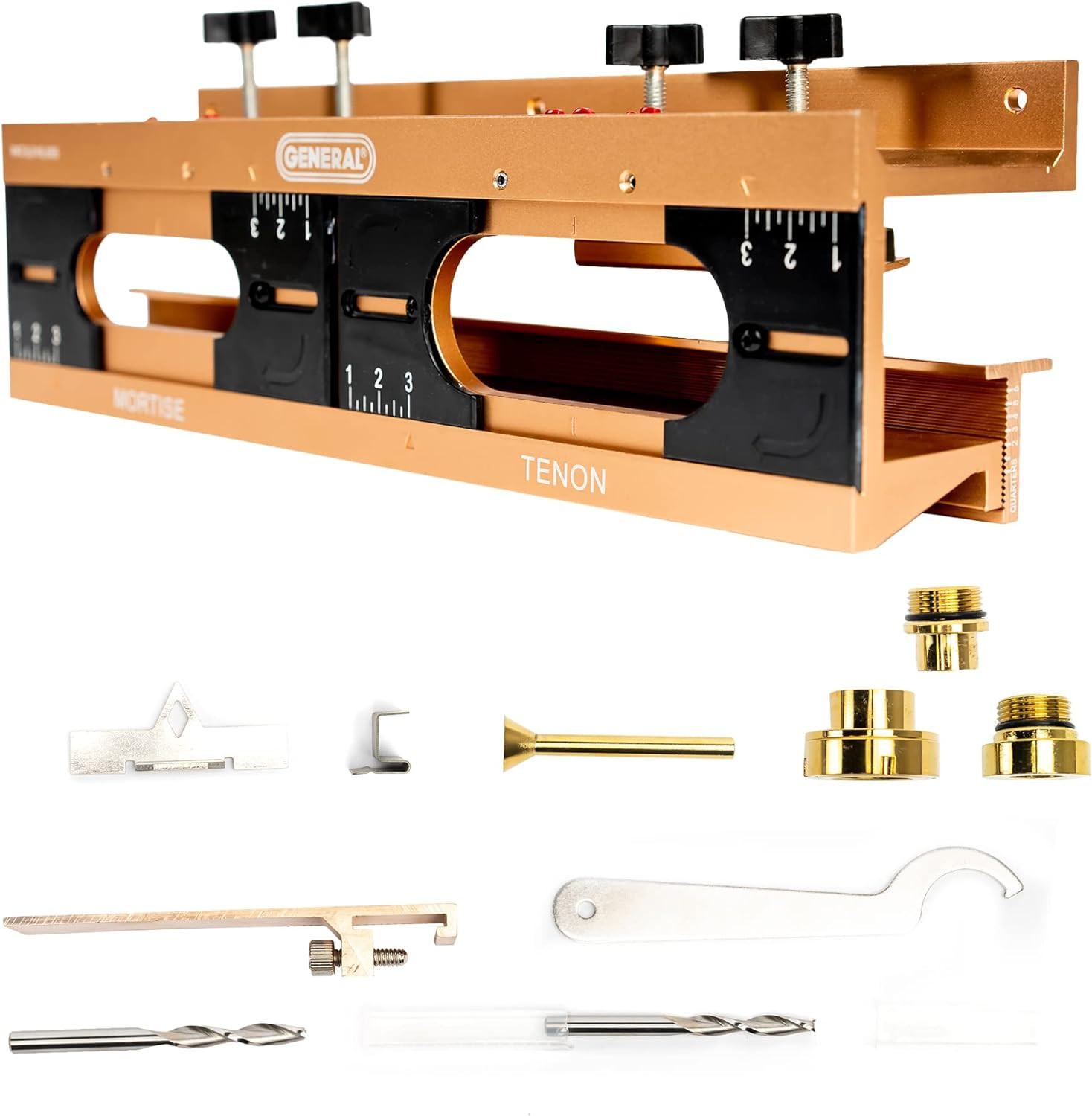 Mortise and Tenon Jig - Drill Template Set with Hollow Chisel Bit Attachment