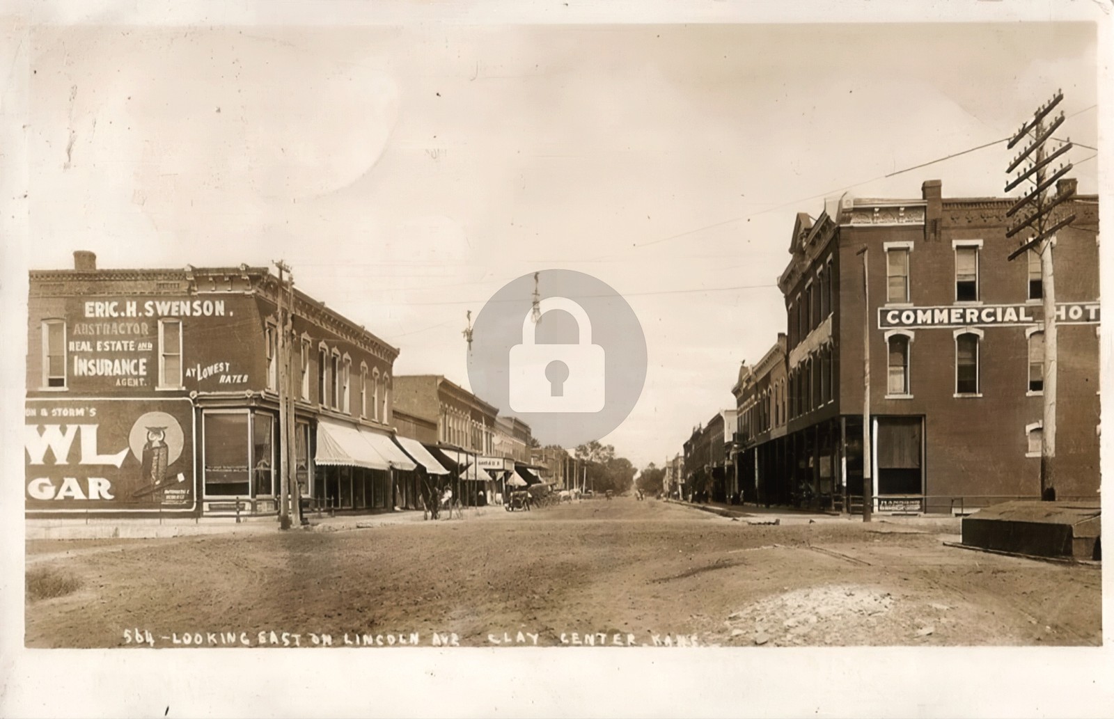 Clay Center KS Kansas Lincoln Ave. & Commercial Hotel 1910 RPPC Postcard COPY