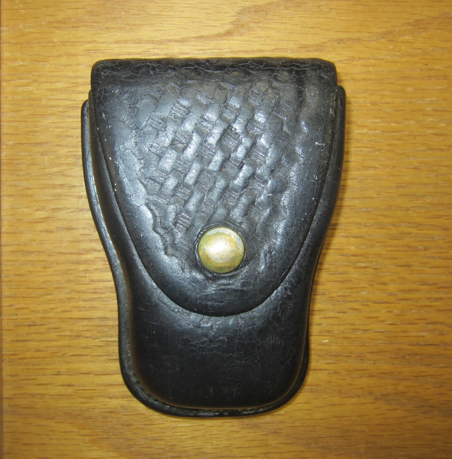 F.M. Pitt Co Vintage  Cuff Case Black Basketweave Leather