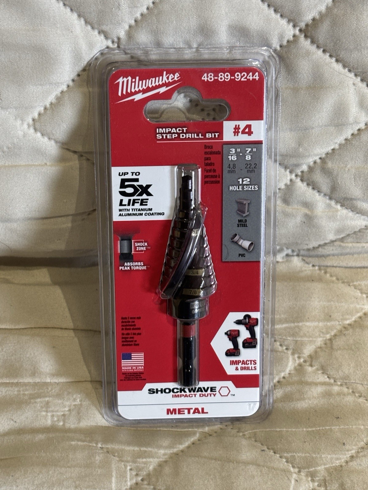 Milwaukee 48-89-9244 SHOCKWAVE #4 Impact Duty Step drill Bit  3/16 - 7/8" FREESH