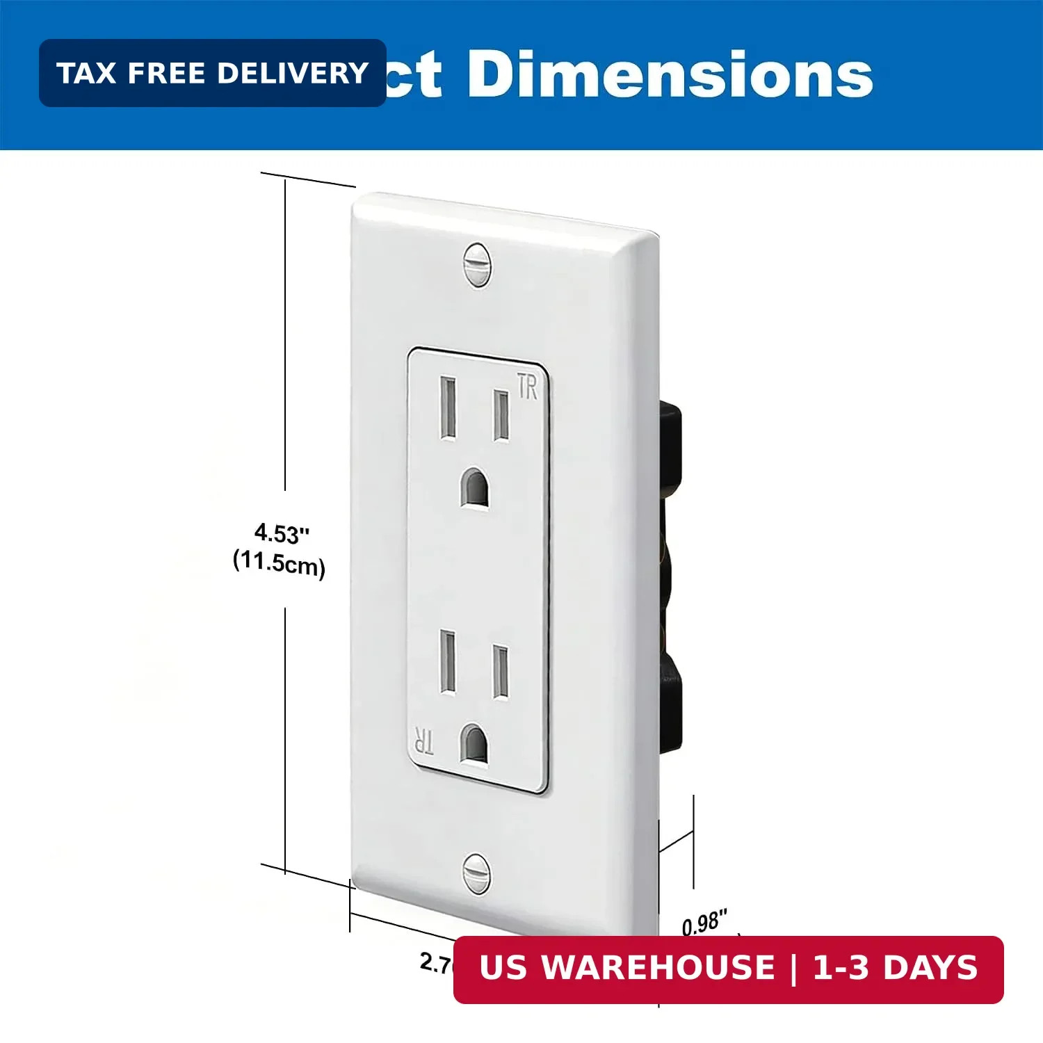 20 Pack 15 Amp Tamper Resistant Decor Receptacle, Standard Electrical Wa