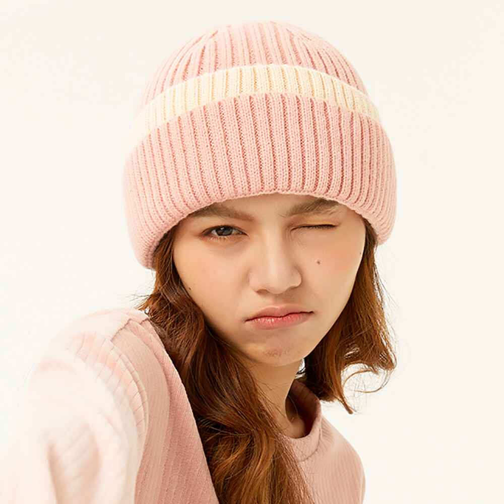 6 Packs Unisex Basic Beanie Hat Winter Warm Thermal Wool Chunky Knit Flap Stripe