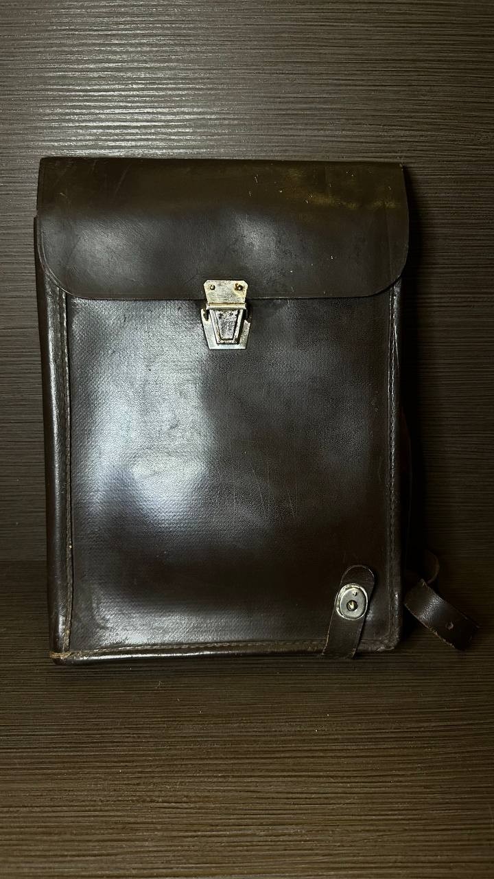 Vintage Soviet USSR Officer Leather Map Case Bag / Field Tablet - Brown Leather
