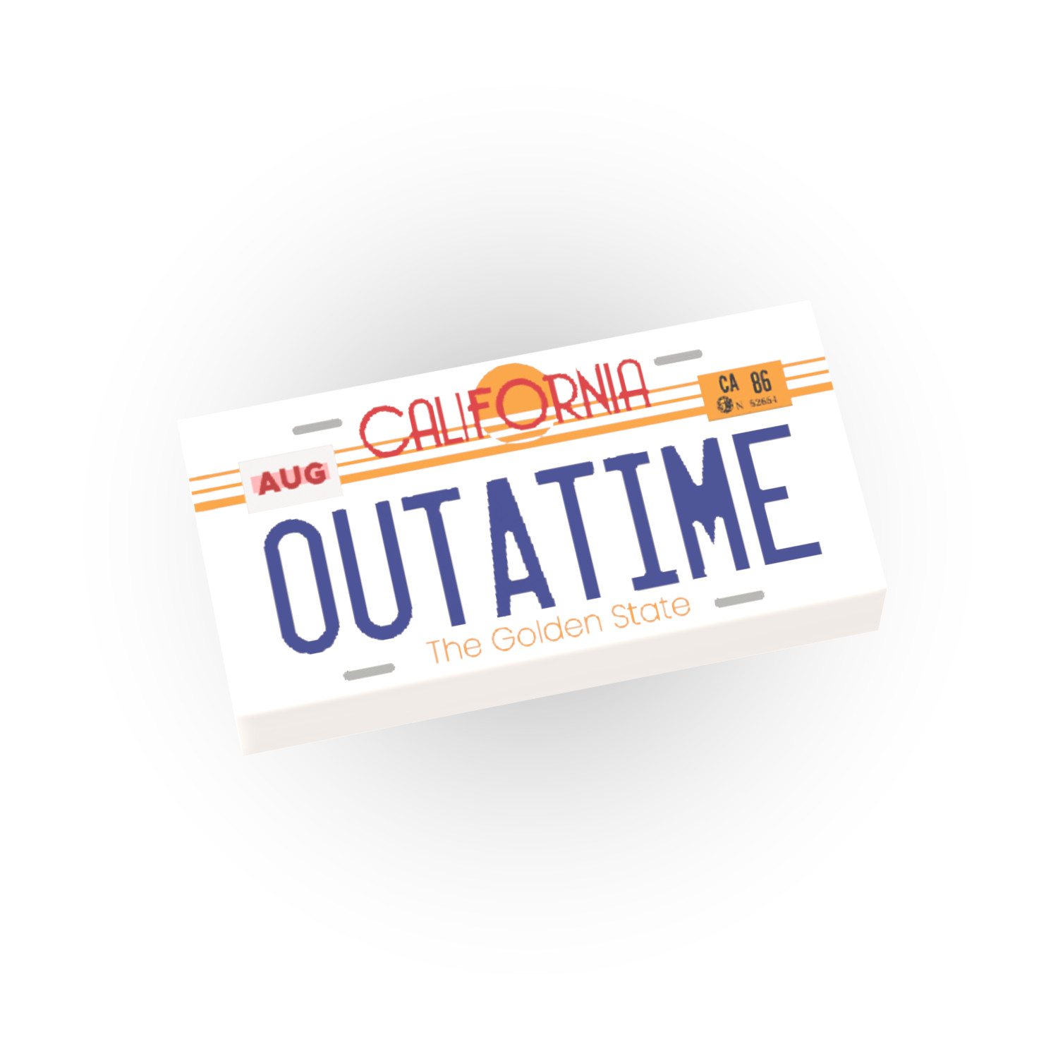 Outatime License Plate Pattern - Bac to the Future Custom Printed - 1x2 Toy Tile