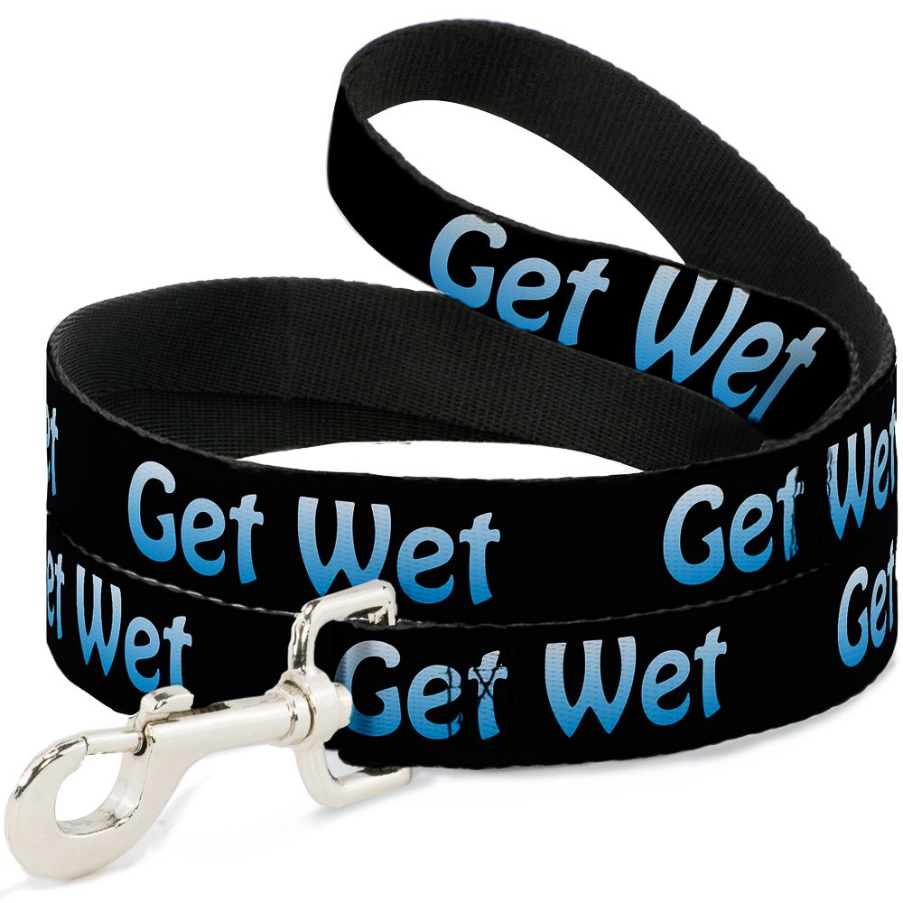 Dog Leash GET WET Black/Baby Blue NARROW 0.5"