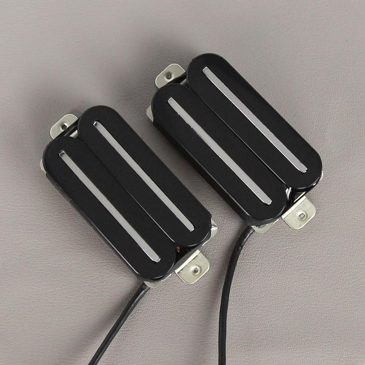High-Output Dual Rail Humbucker Pickup Set - Versatile & Easy Install, Black