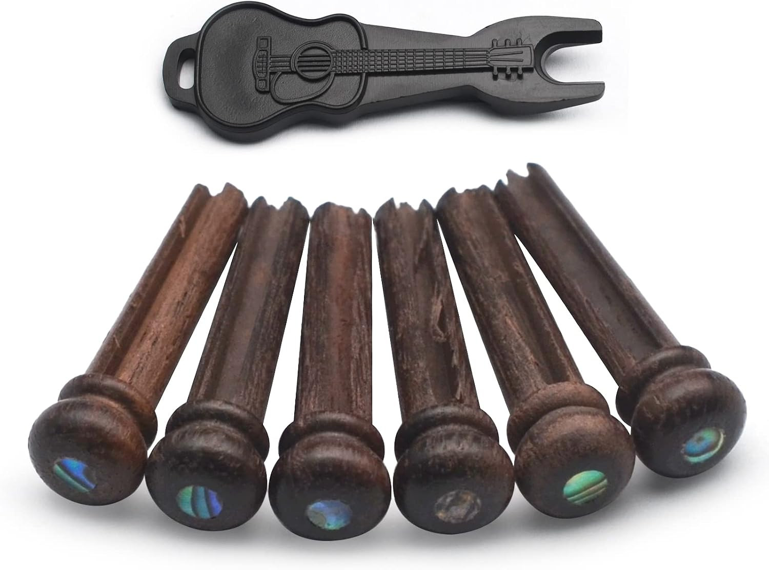6Pcs Rosewood Guitar Pins for Acoustic Guitar with 3.0mm Green Abalone Dots Guit