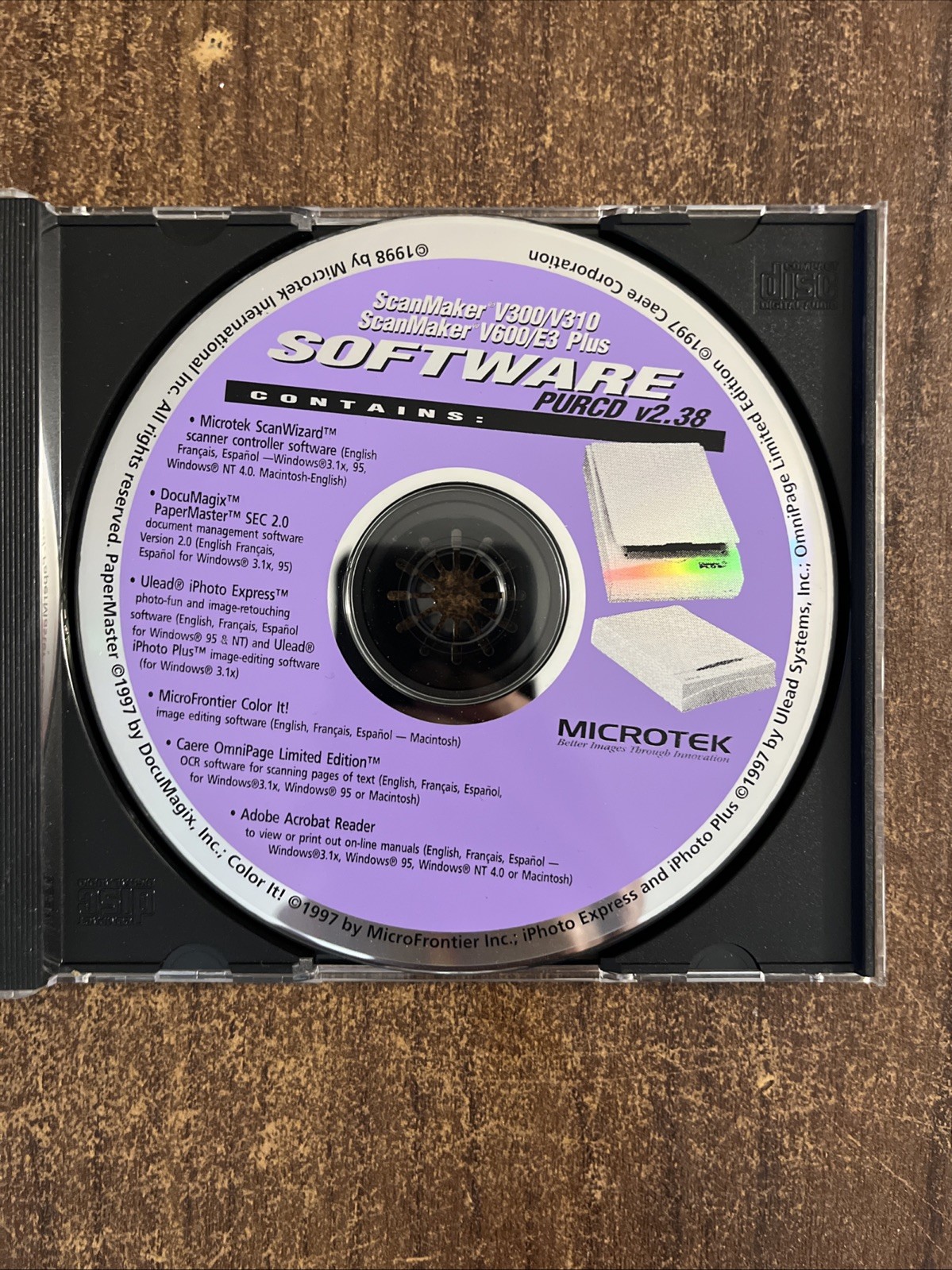 Microtek ScanMaker V300 V310 V600 E3 Plus Software CD PURCD v2.2 – Disc Only