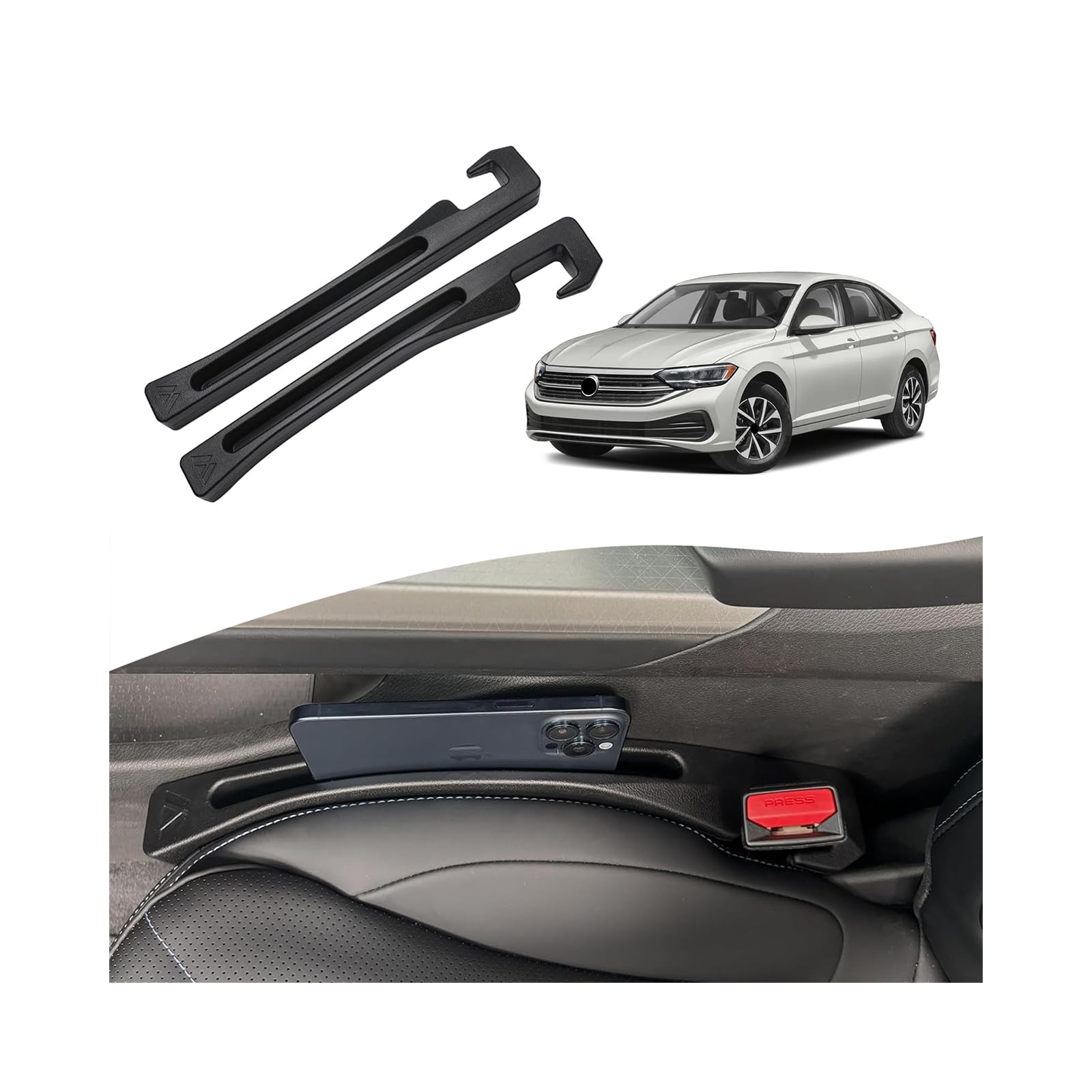 FARVHES Seat Gap Filler for Volksw-agen VW Jetta 1980-2026 Black Pack of 2