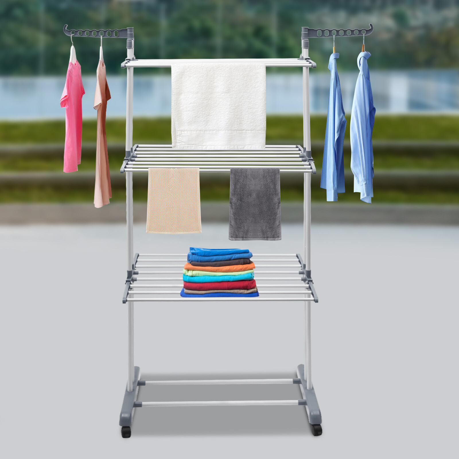 67" Laundry Clothes Storage Drying Rack Portable Folding Dryer Hanger Heavy Duty
