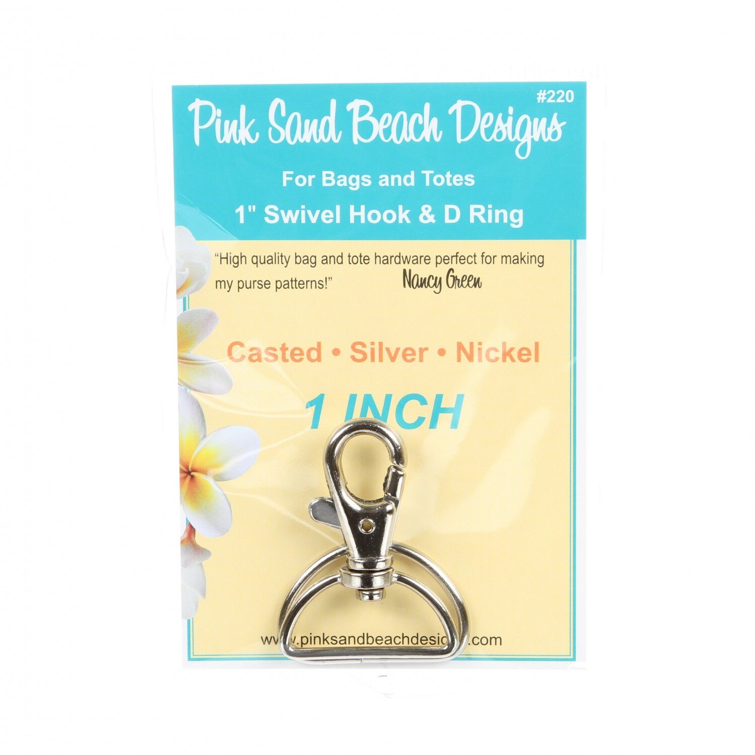 Swivel Hook and D Ring Silver Nickel 1in By Pink Sand Beach Designs