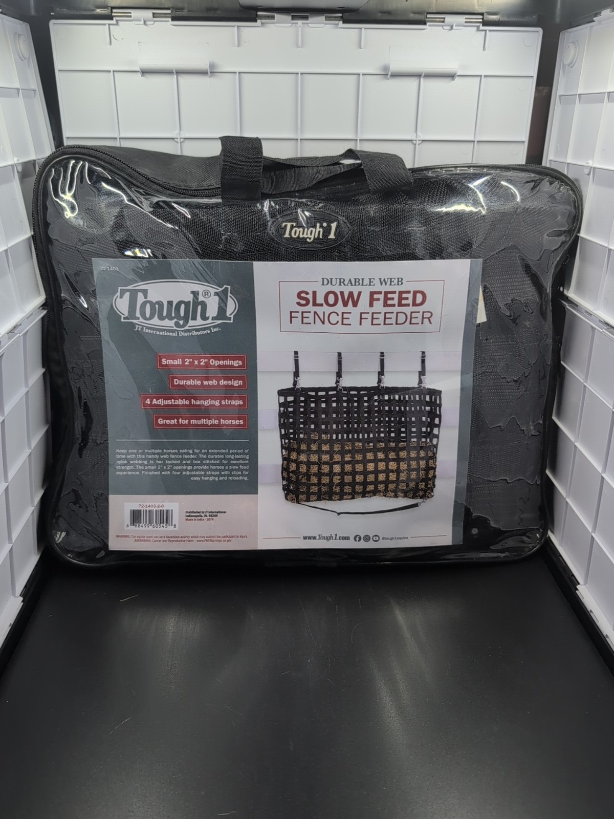NEW Tough-1 Durable Web Slow Feed Fence Feeder – 32 × 46 – 2 × 2 Openings