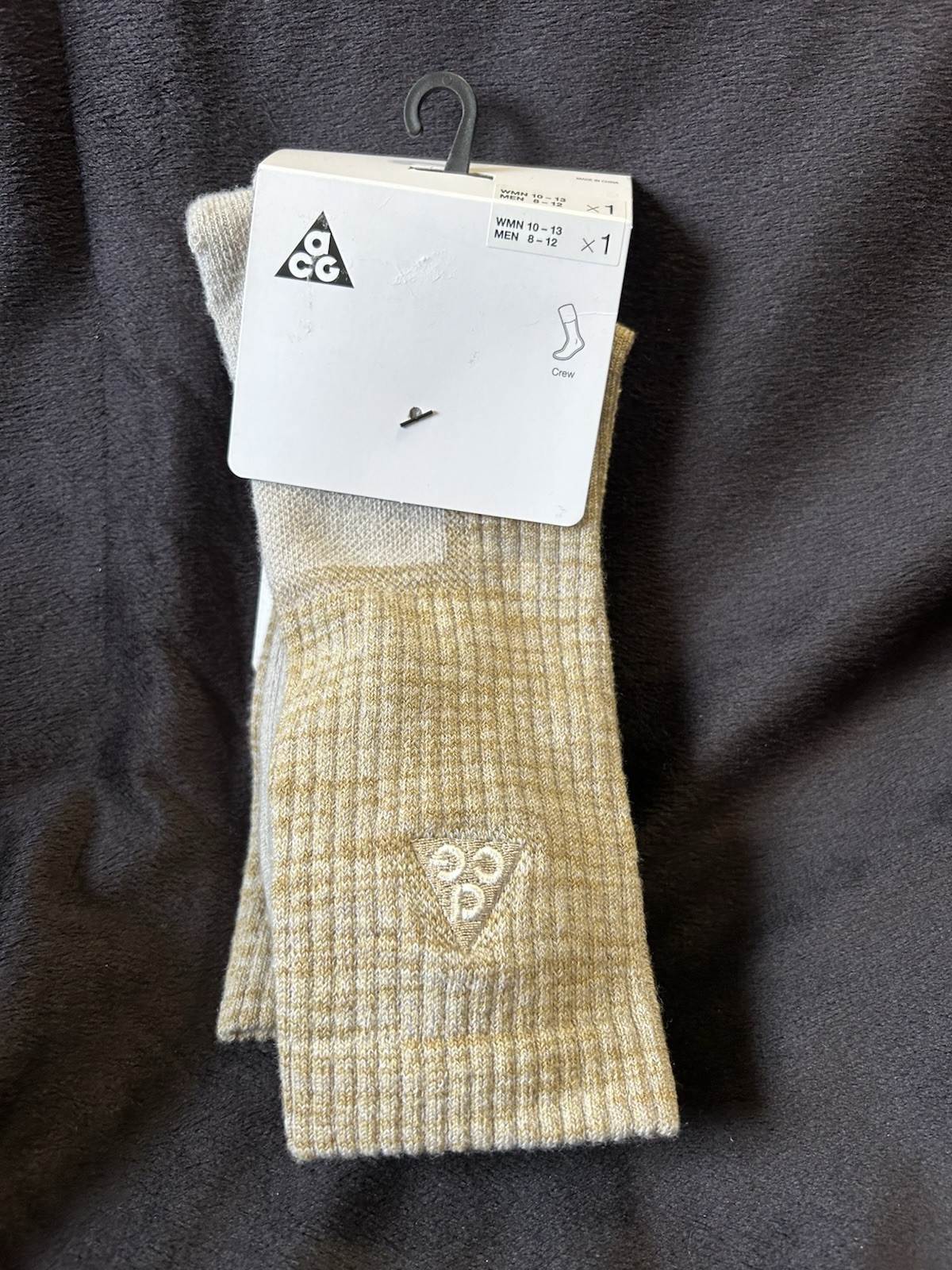 Nike Crew ACG Men's 8-12 Large FB3341-297 Socks-Tan (SC1)