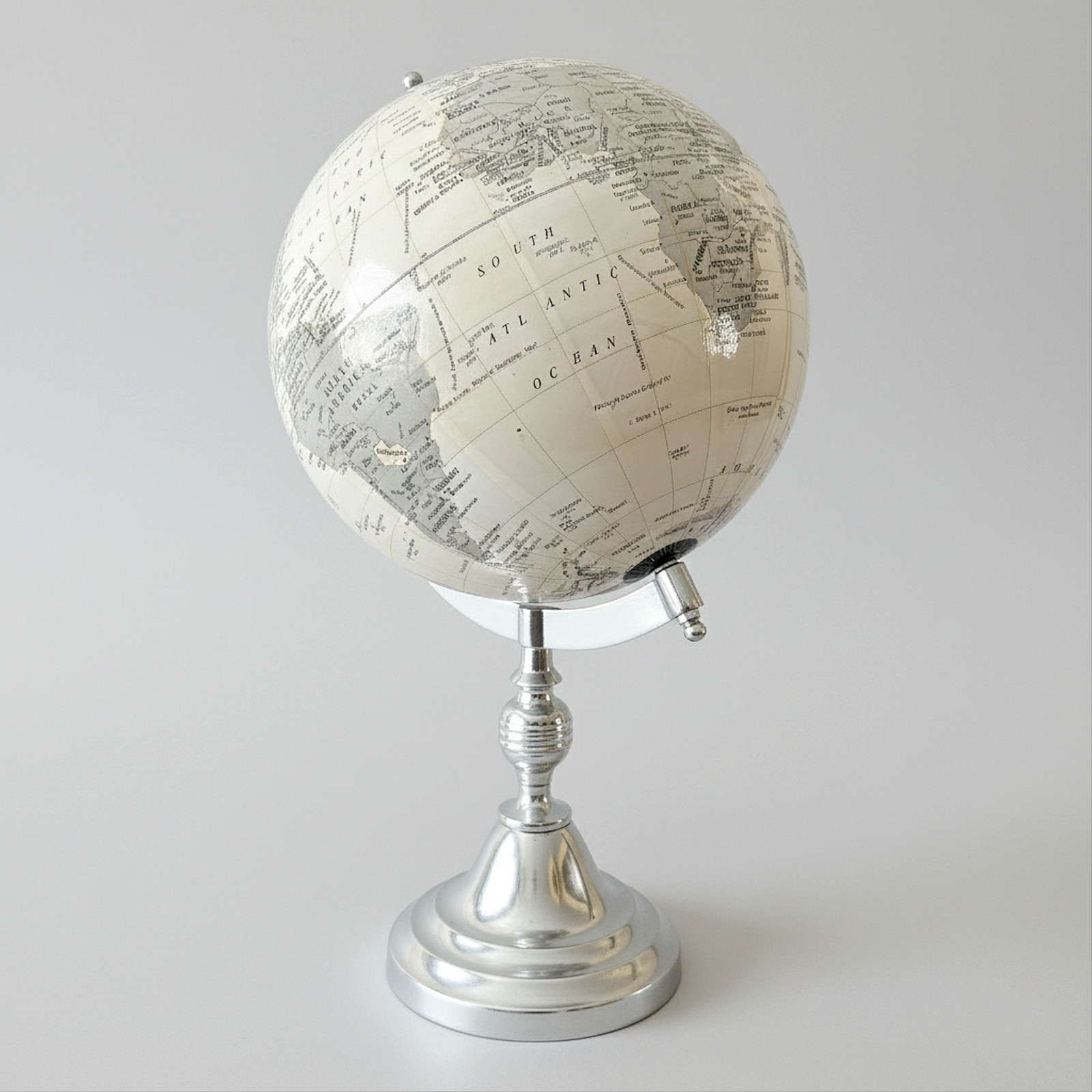 Decorative World Desk Globe 10" Diameter with Silver Base 17.5" Tall