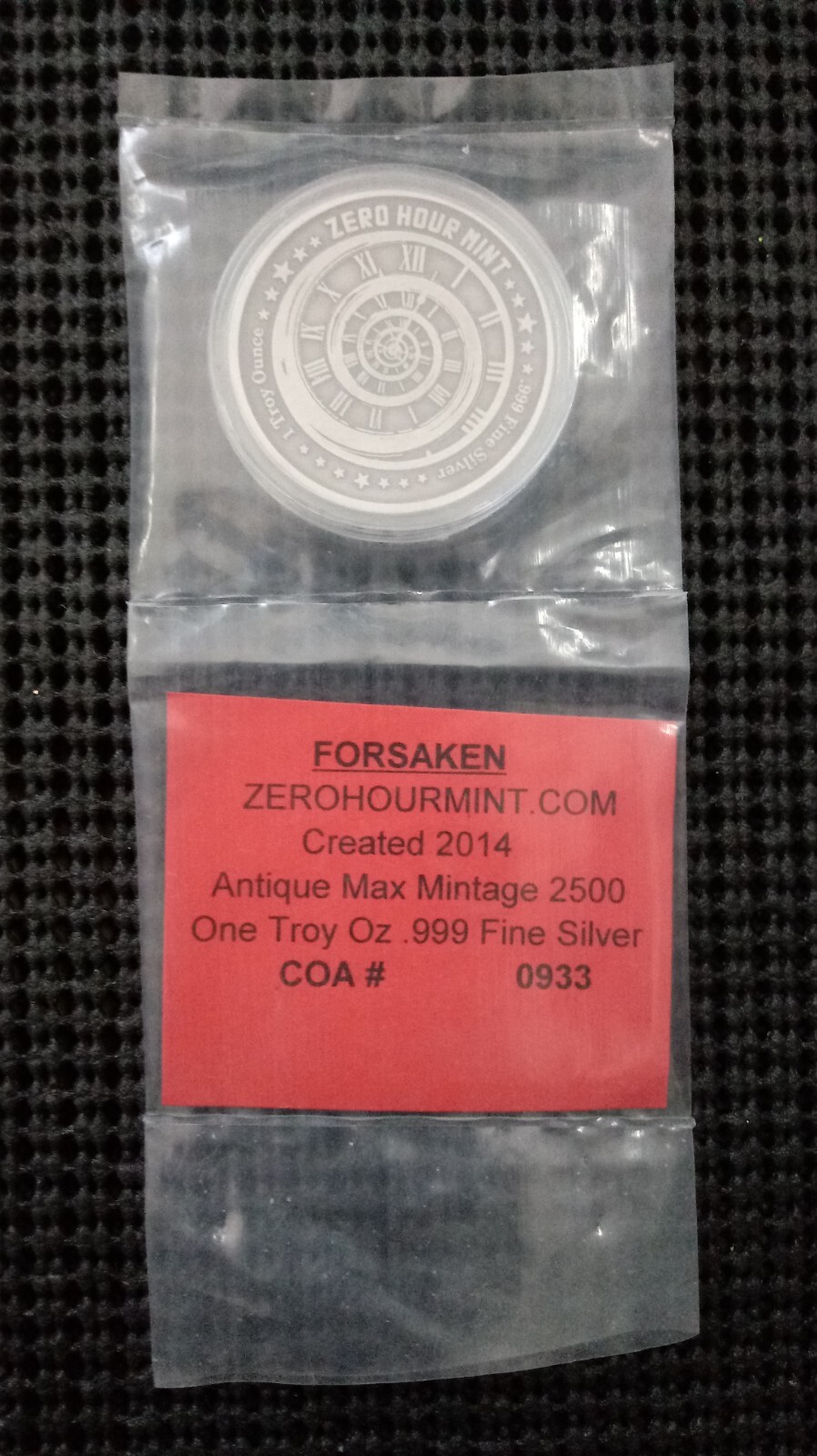 Obey Control Surrender Conform 2014 Zero Hour Mint 1 oz Antiqued Silver w/ COA