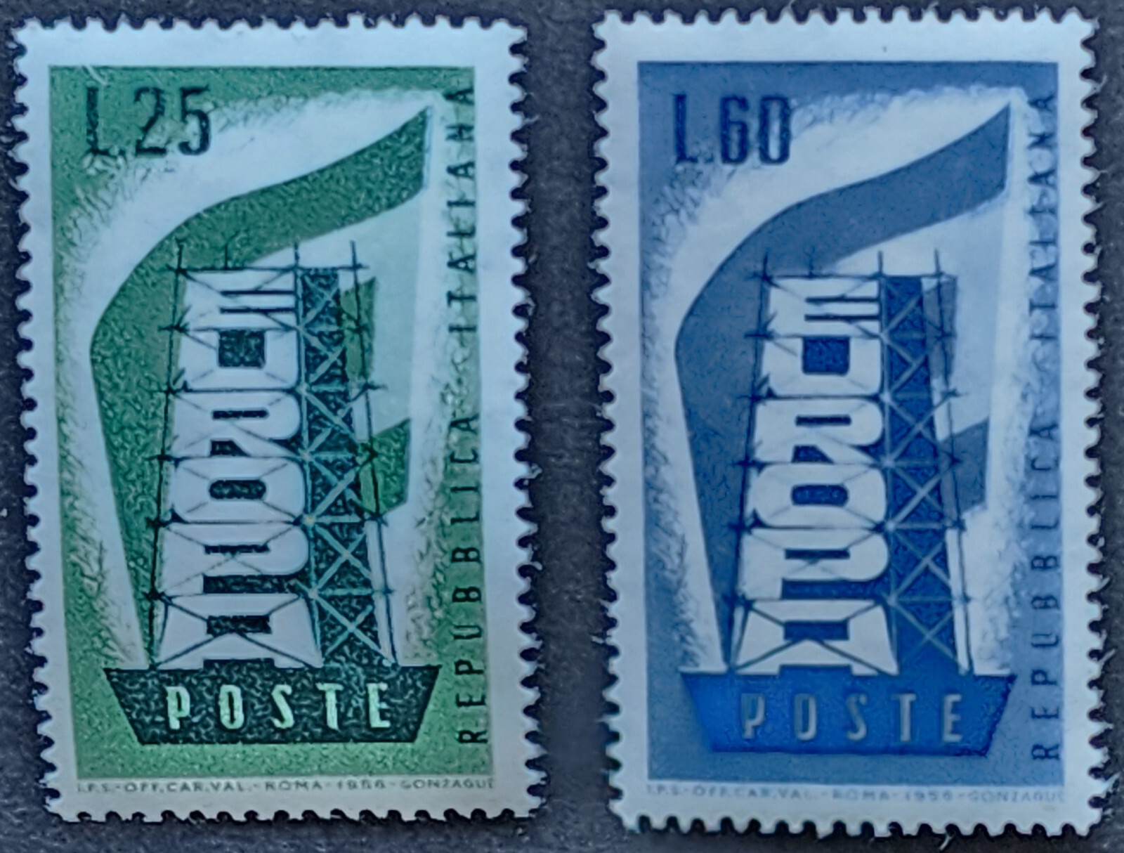 T1794. Italy. Europa 1956. Sc#715-716. VF MNH. CV $9.25.