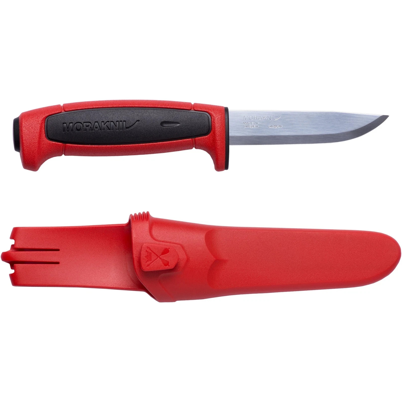 SWEDEN MORA MORAKNIV 8.25" RED AND BLACK BASIC 511 CARBON STEEL SURVIVAL KNIFE