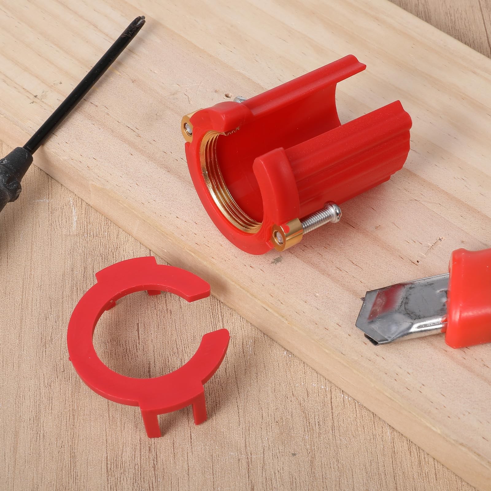 Kitchen Faucet Fixing Nut PP Plastic Lock for 32mm (Diameter), Red