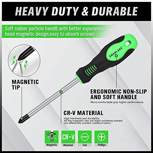 11PCS Screwdriver Set, Magnetic 5 Phillips and 5 Flat Head Black