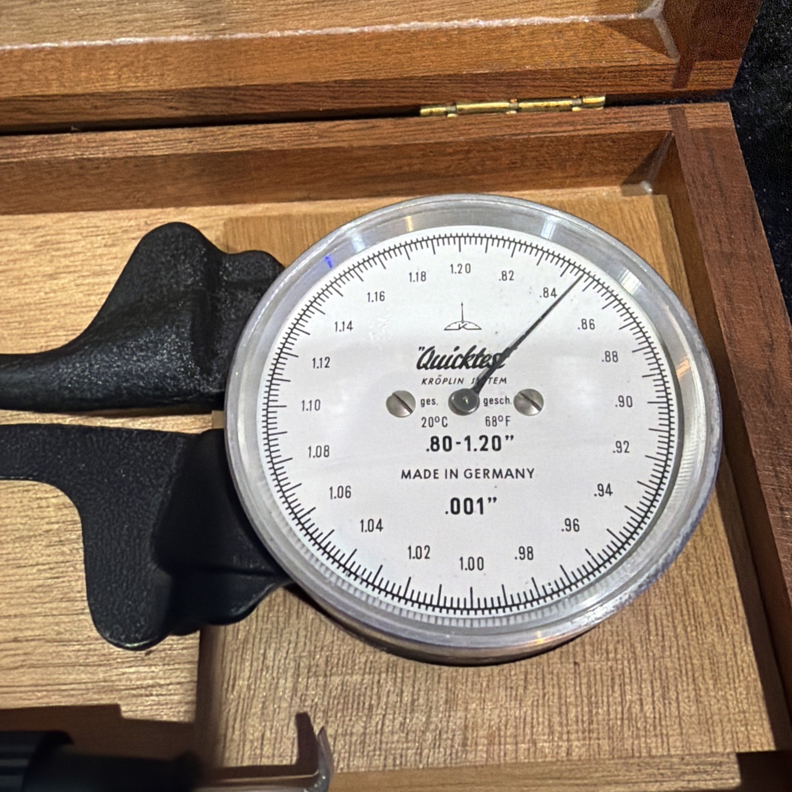 GERMAN MADE QUICKTEST .80 " -1.20” X .001 " INSIDE MICROMETER with box