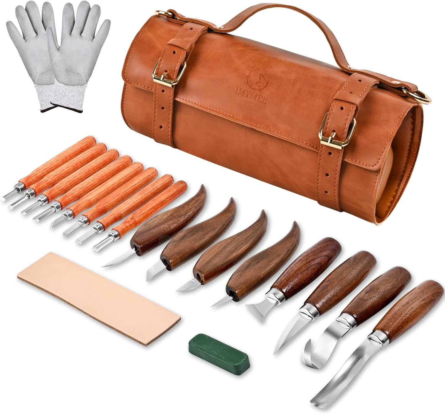 Deluxe Wood Carving Kit - 21Pcs Wood Carving Tools with Leather Storage Bag,Wood