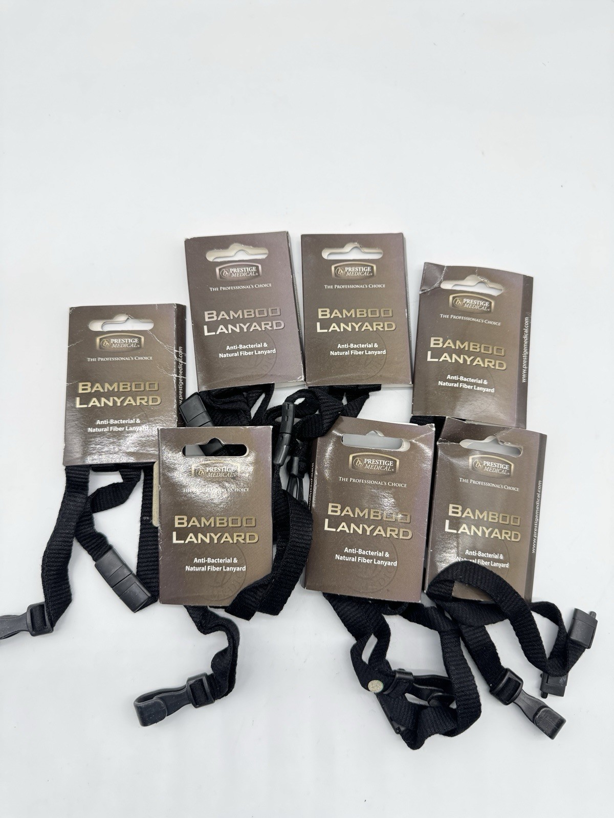 Lot Of 7 Units - Prestige Medical Black Clasp Lanyard Tag ID Clip