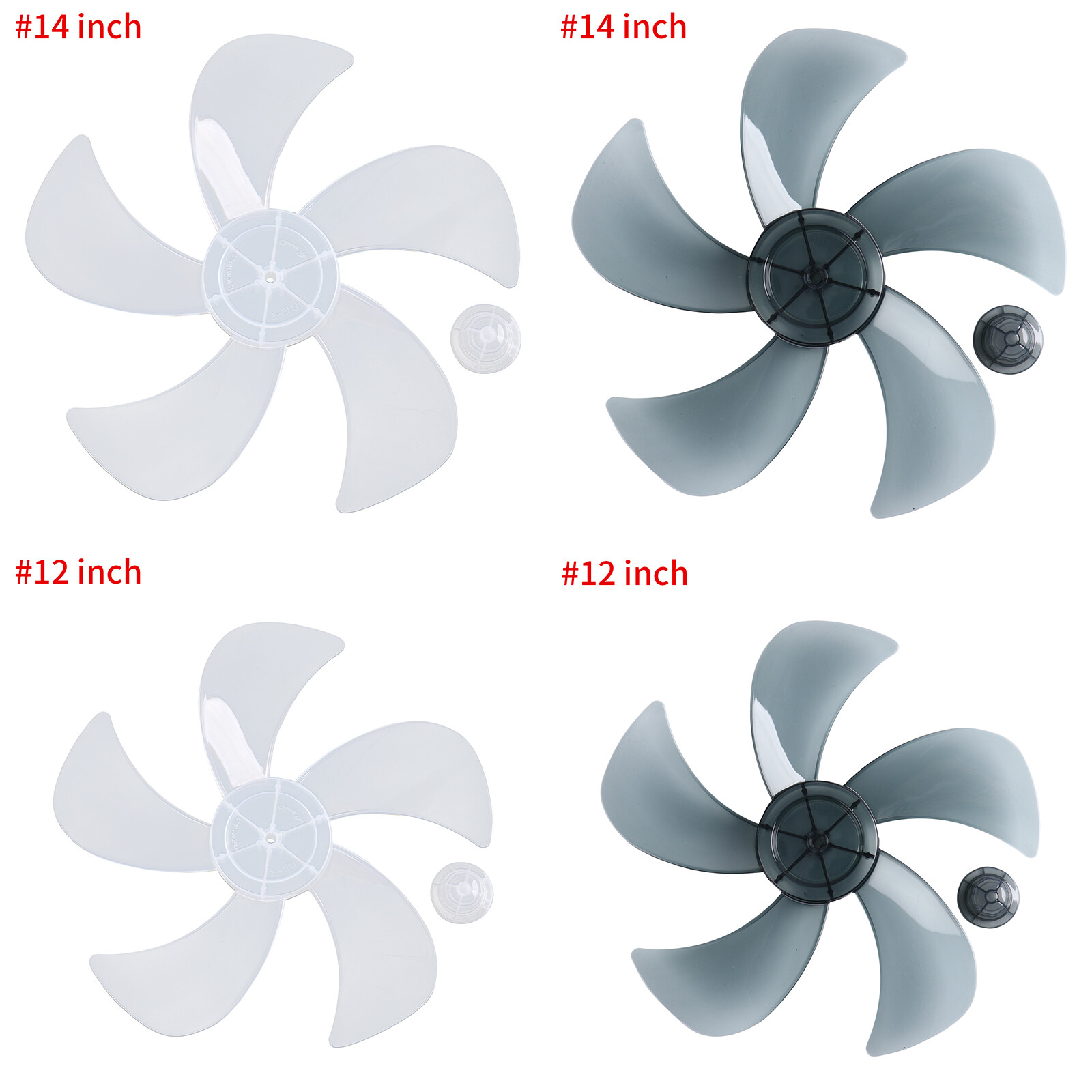 12/14" Universal Plastic Silence Fan blade 5 leaves w/Nut Cover Household Fanner
