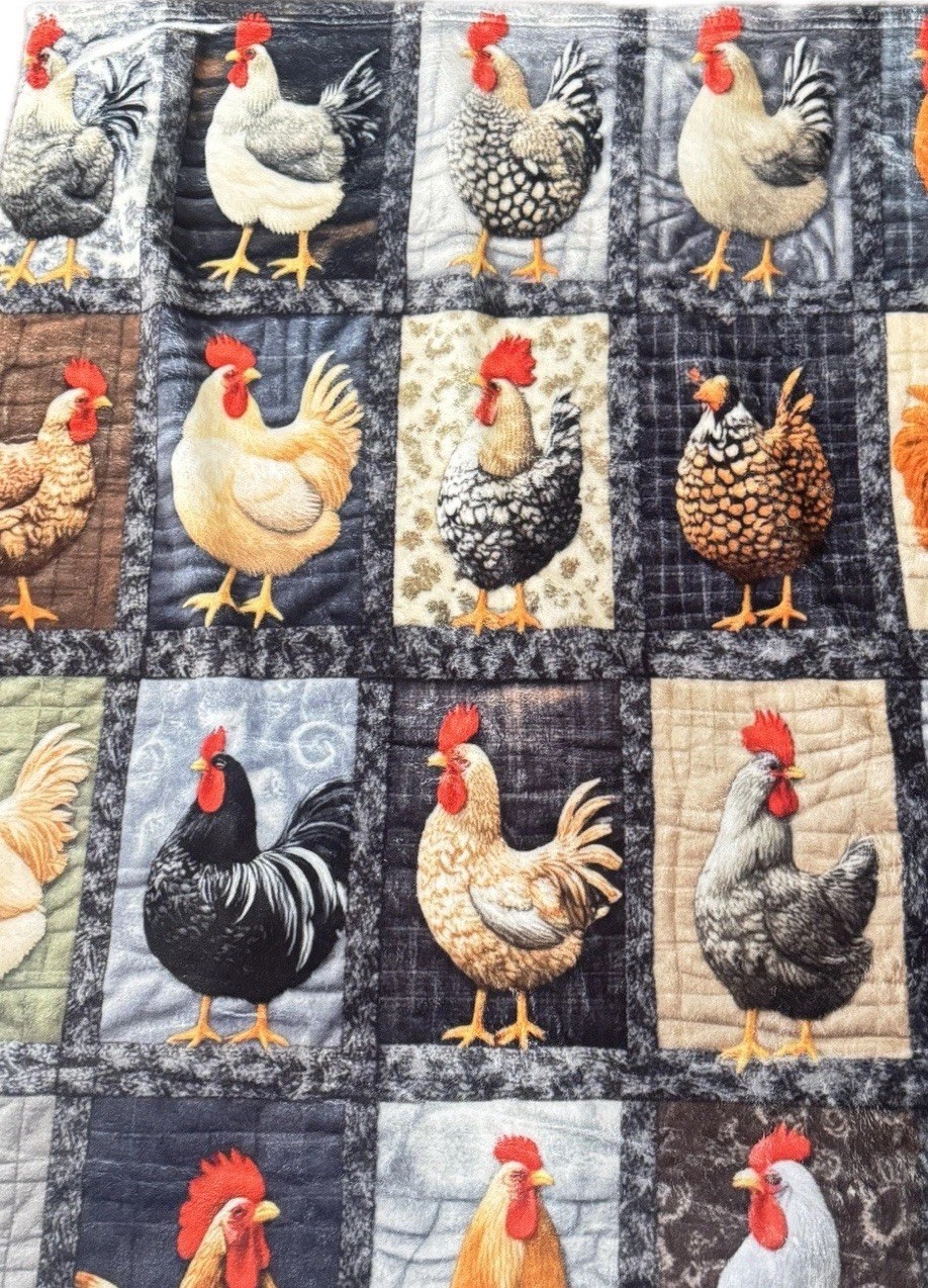 Chicken Print Plush Machine Wash Throw Quilt Chicken Print Blanket Couch 42x30 “