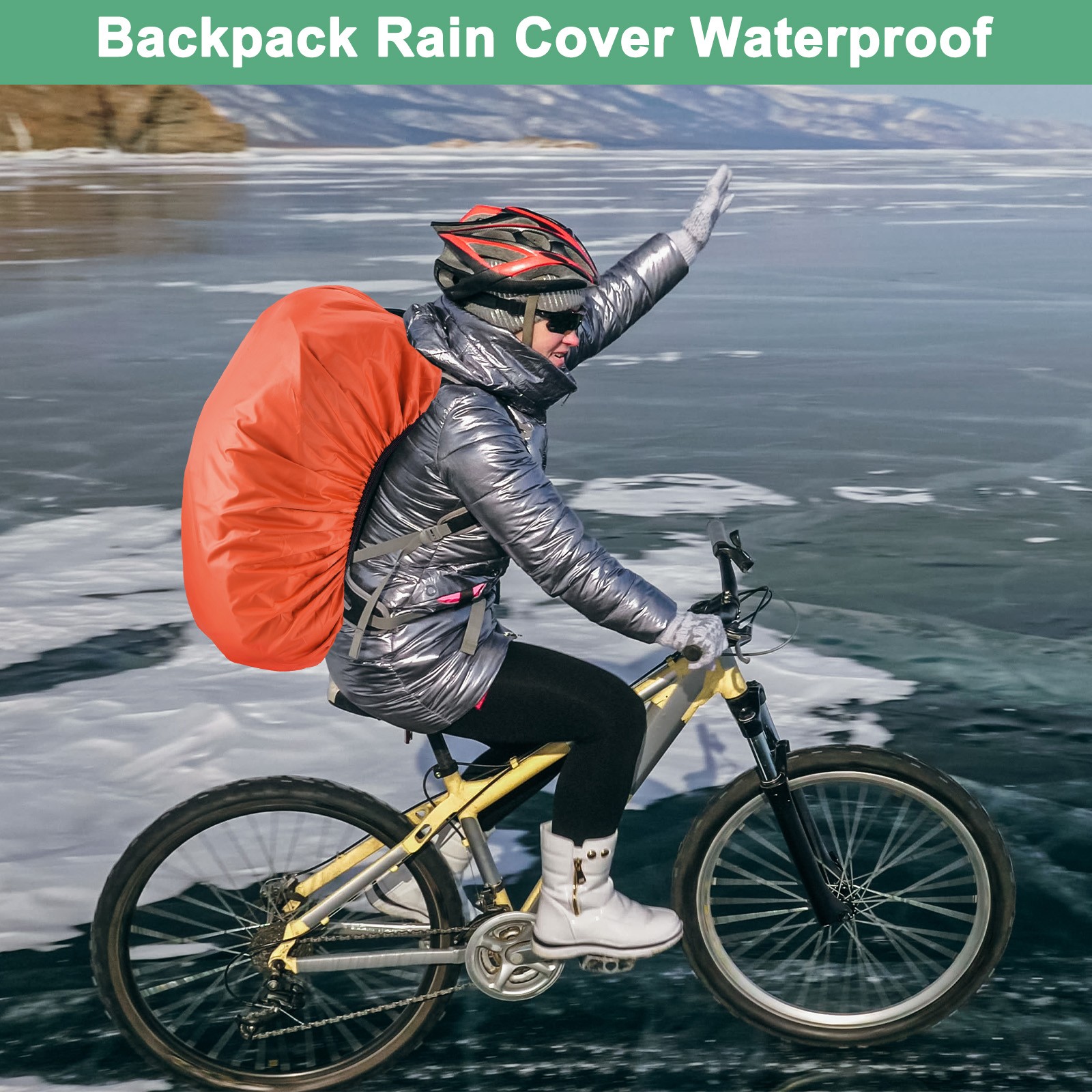 65L-75L Backpack Rain Cover with A Vertical Reflective Strap [Orange]