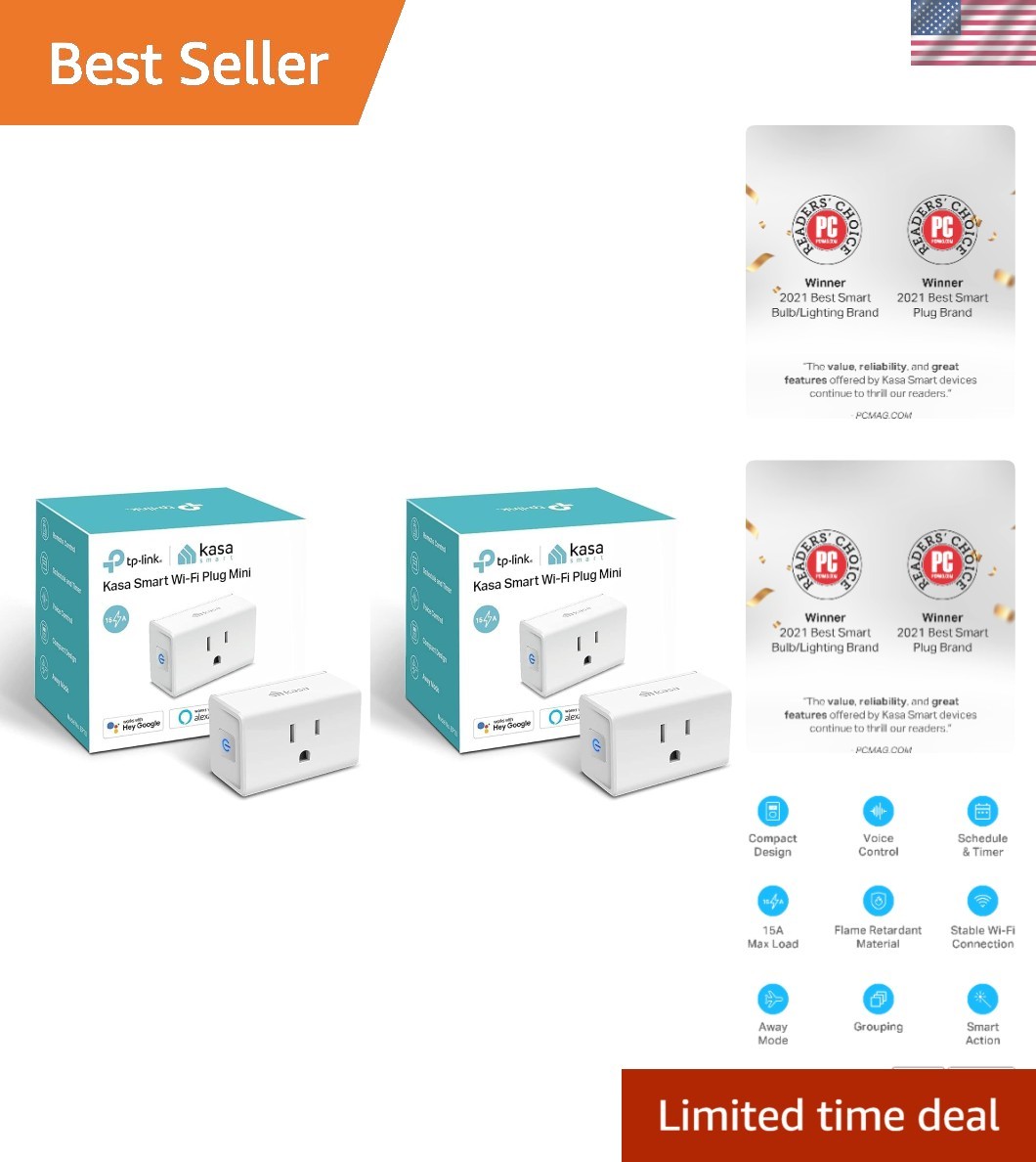 2-Pack Wi-Fi Smart Home Plug - Easy Setup, Remote Control, & Compact Design