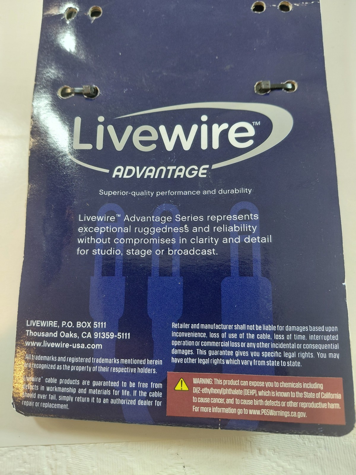 Livewire Advantage 5 FT 1/4" TRS Male Balanced Shielded Interconnect Audio Cable