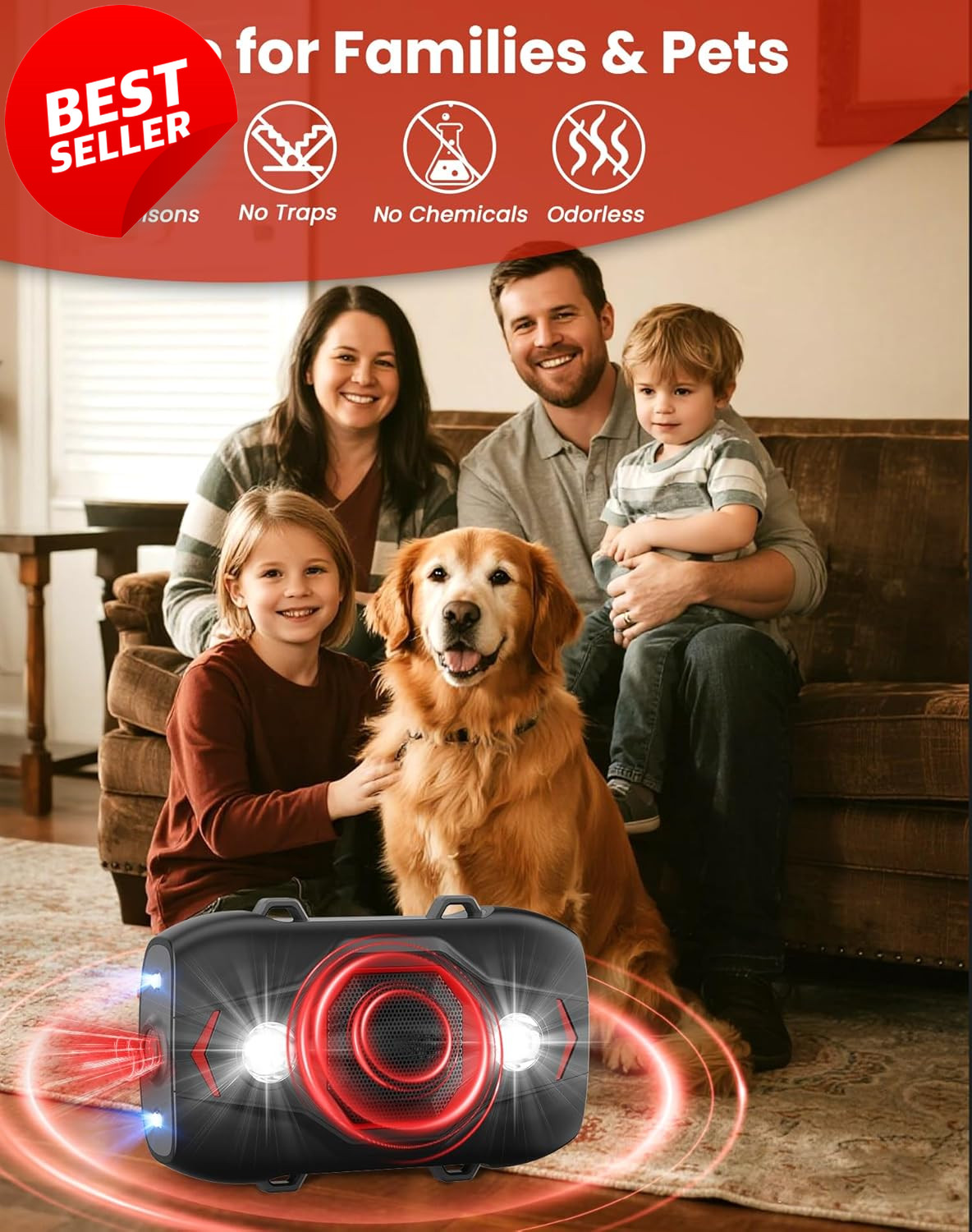 Ultrasonic Rodent Repellent Car Engine USB LED Mouse Rat Deterrent 2 Pack - US