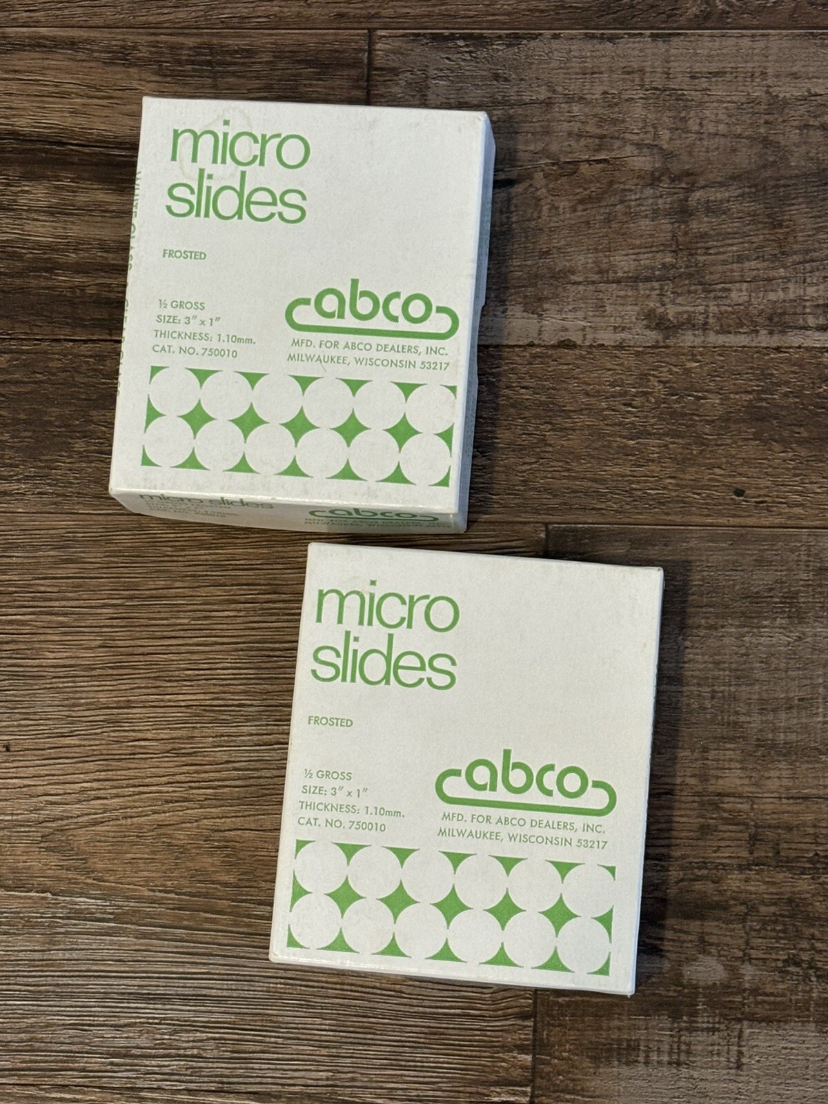 abco micro slides frosted 2 boxes 1/2 gross #750010