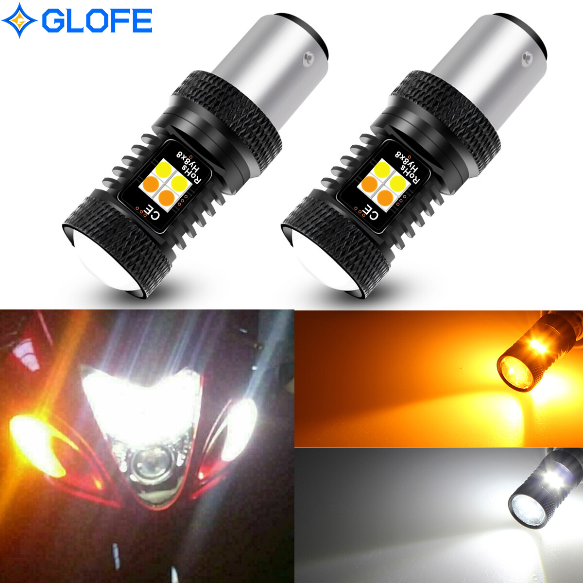 16-SMD Switchback LED Turn Signal Light DRL Bulbs For Suzuki Hayabusa 1999-2019