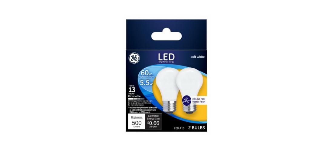 GE 25986 LED Bulb A15 E26 (Medium) Soft White 60 Watt Equivalence Frosted Pair