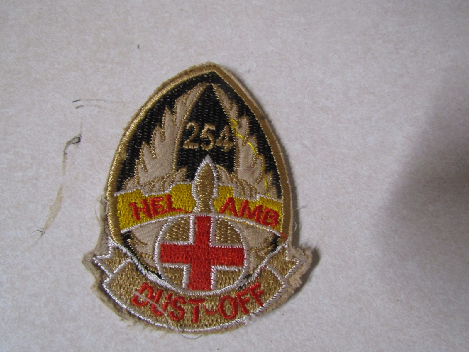 MILITARY PATCH OLD VIETNAM ERA 254 HELECOPTER AMBULANCE DUST OFF