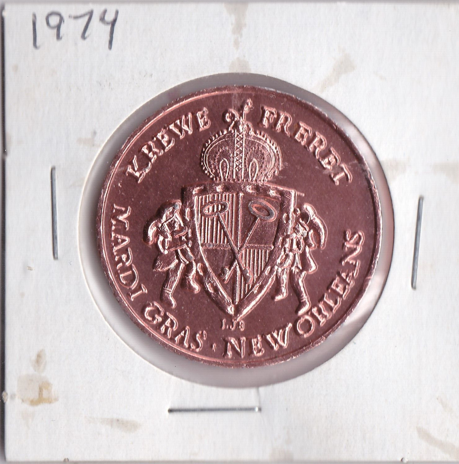 1974 KREWE OF FRERET  10 GAUGE  ALUMINUM  MARDI GRAS  DOUBLOON