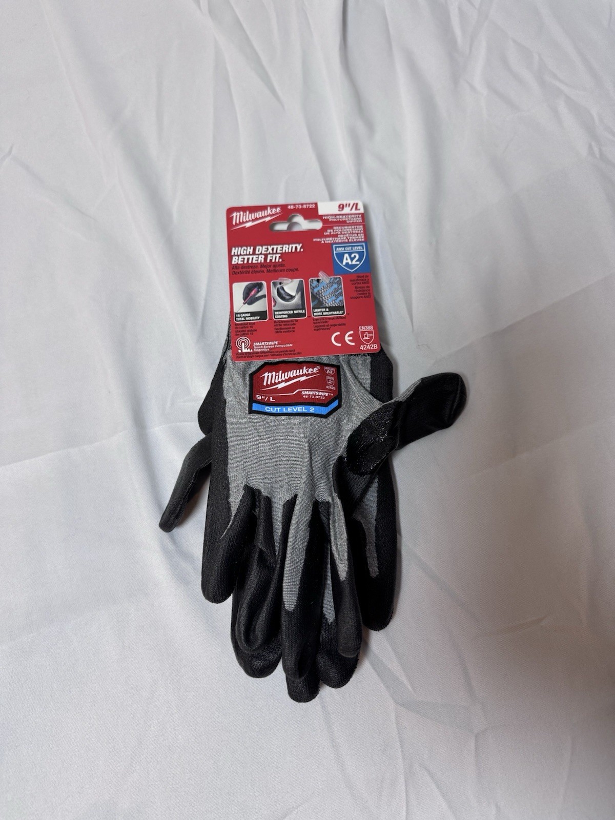 Milwaukee 48-73-8722 High Dexterity Cut Level 2 Smart Swipe Gloves 9”/L