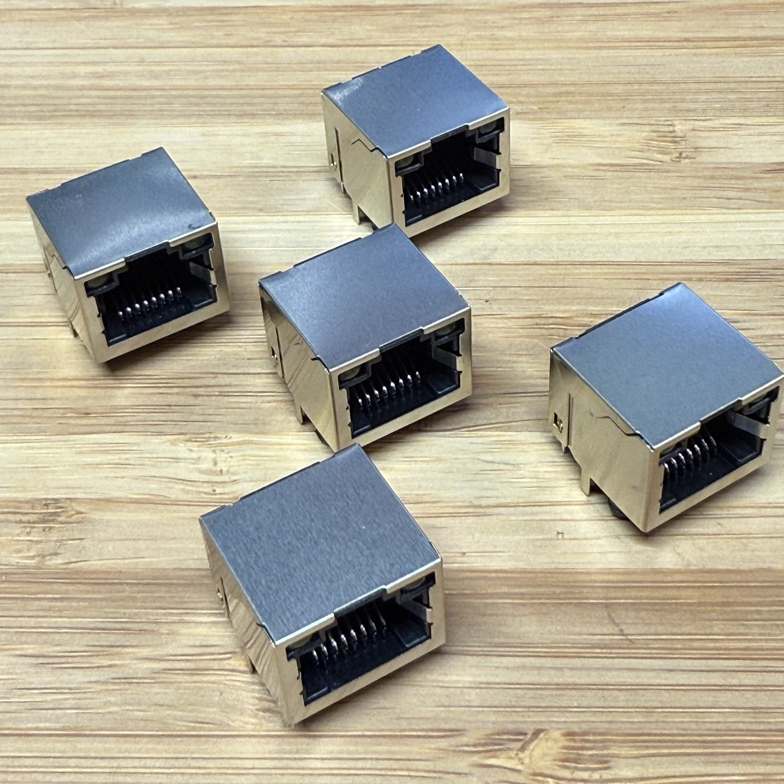 5x RJ45 8P8C PCB Ethernet Jack w/Dual LEDs (Green/Yellow) Shielded LAN Connector
